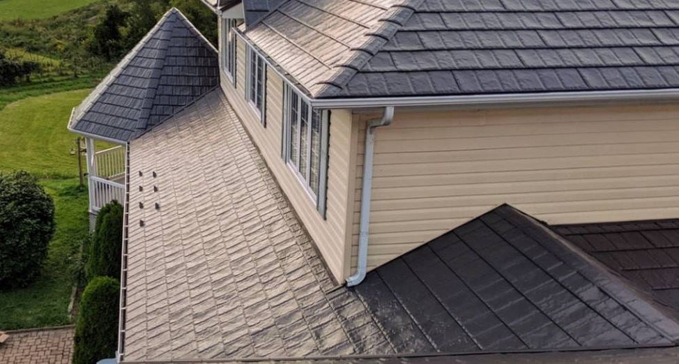 Close-up of a newly installed asphalt shingle roof